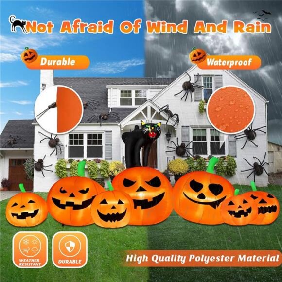8FT Long Halloween Inflatables Pumpkin Outdoor Decorations,...